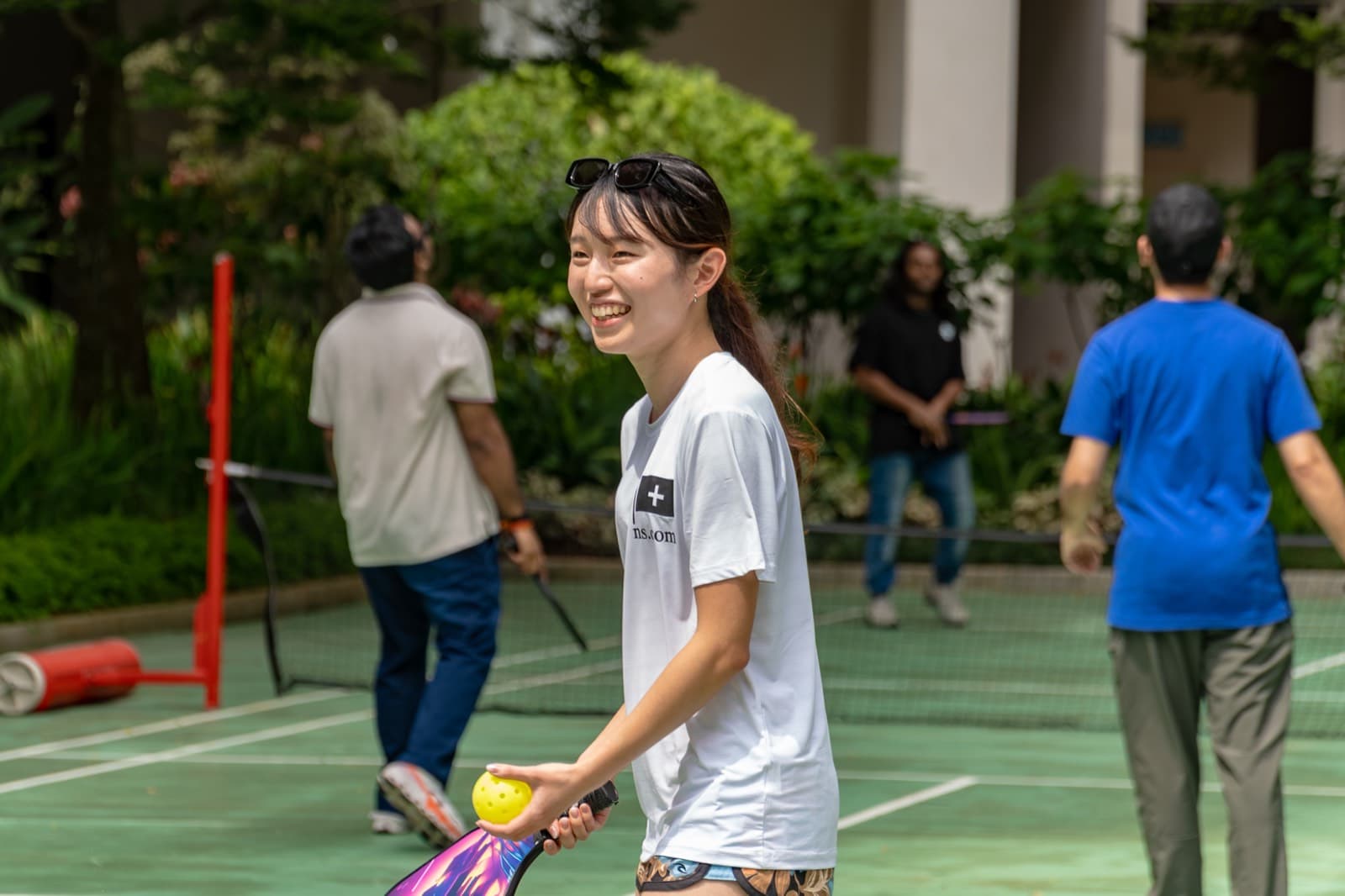 Woman playing pickleball